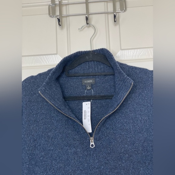 J.Crew blue merino wool blend half zip sweater | L - Picture 6 of 7